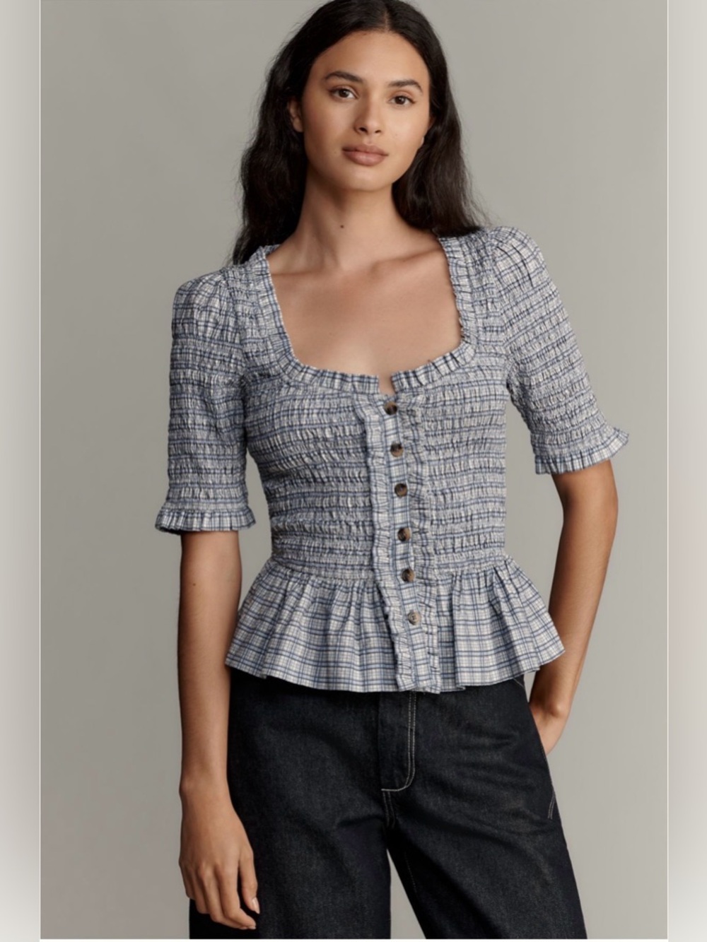 Damson Madder x Anthropologie Manish Peplum Blouse NWT
